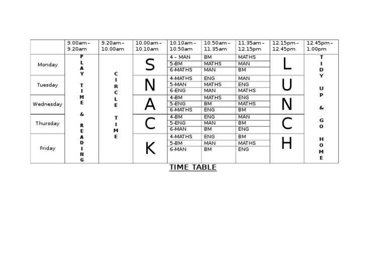 School Weekly Class Schedule | PDF | Foreign Language Studies
