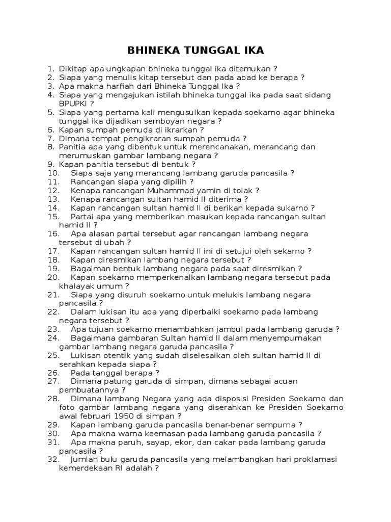 Bhineka Tunggal Ika (Soal)1