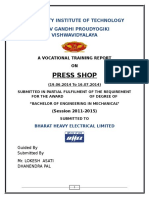 Bhel Bhopal Training Report On Press Shop