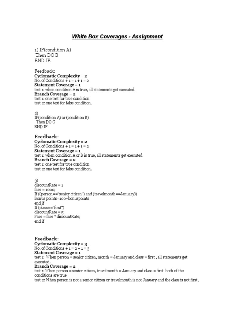 White Box Testing Coverage Techniques | PDF | Software Quality ...