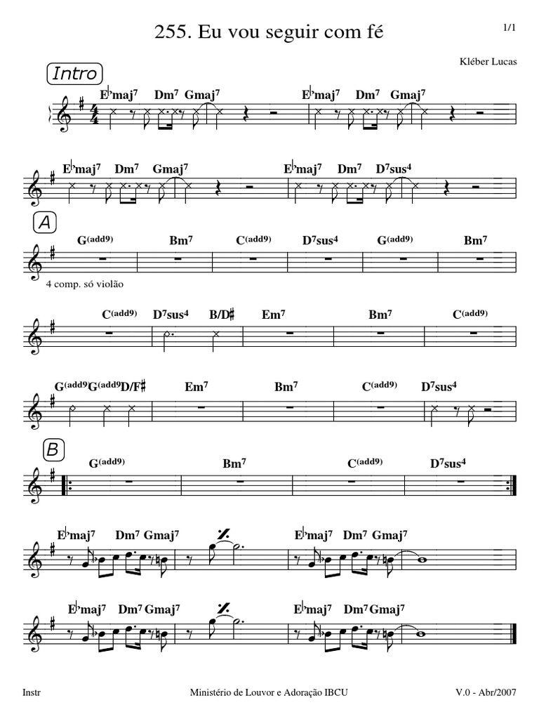 Eu Vou Seguir Com Fe Partitura Pdf