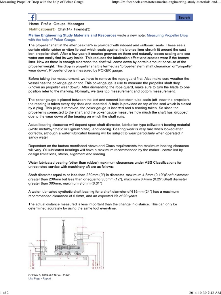 Measuring Propeller Drop with Poker Gauge | PDF | Bearing (Mechanical ...