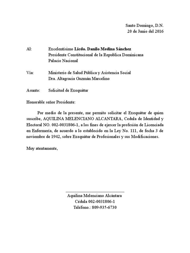 Solicitud de Exequátur | PDF