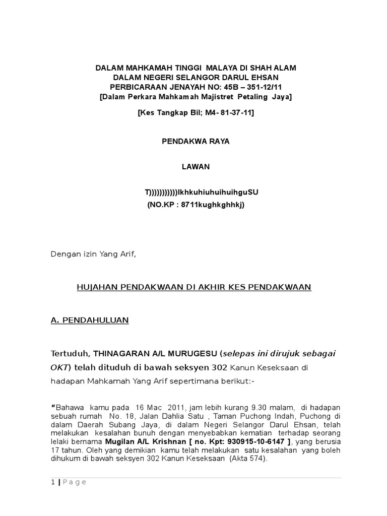 Hujahan End Of Prosecution Pdf