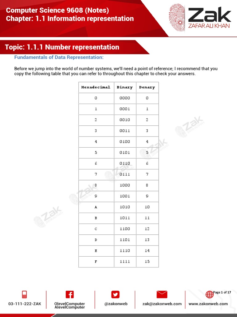 1.1.1 Number Representation PDF | PDF | Binary Coded Decimal ...