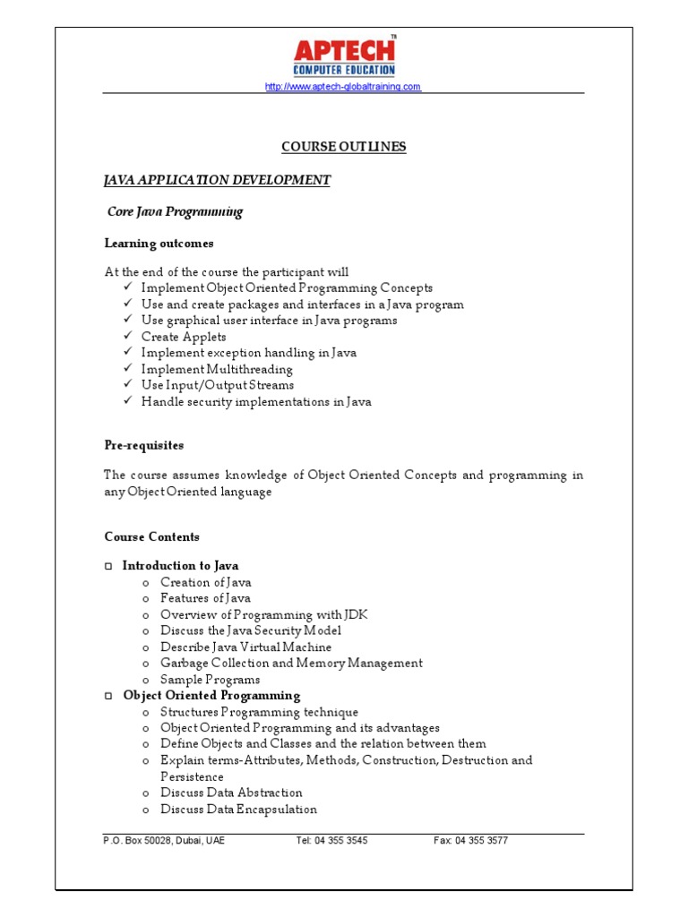 Core Java Course Content | PDF | Java (Programming Language) | Class ...