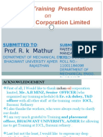 Summer Training Presentation: Oil Corporation Limited