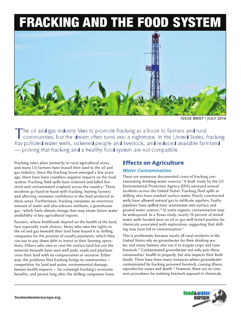 Food and Water Europe Report Fracking and The Food System | PDF ...