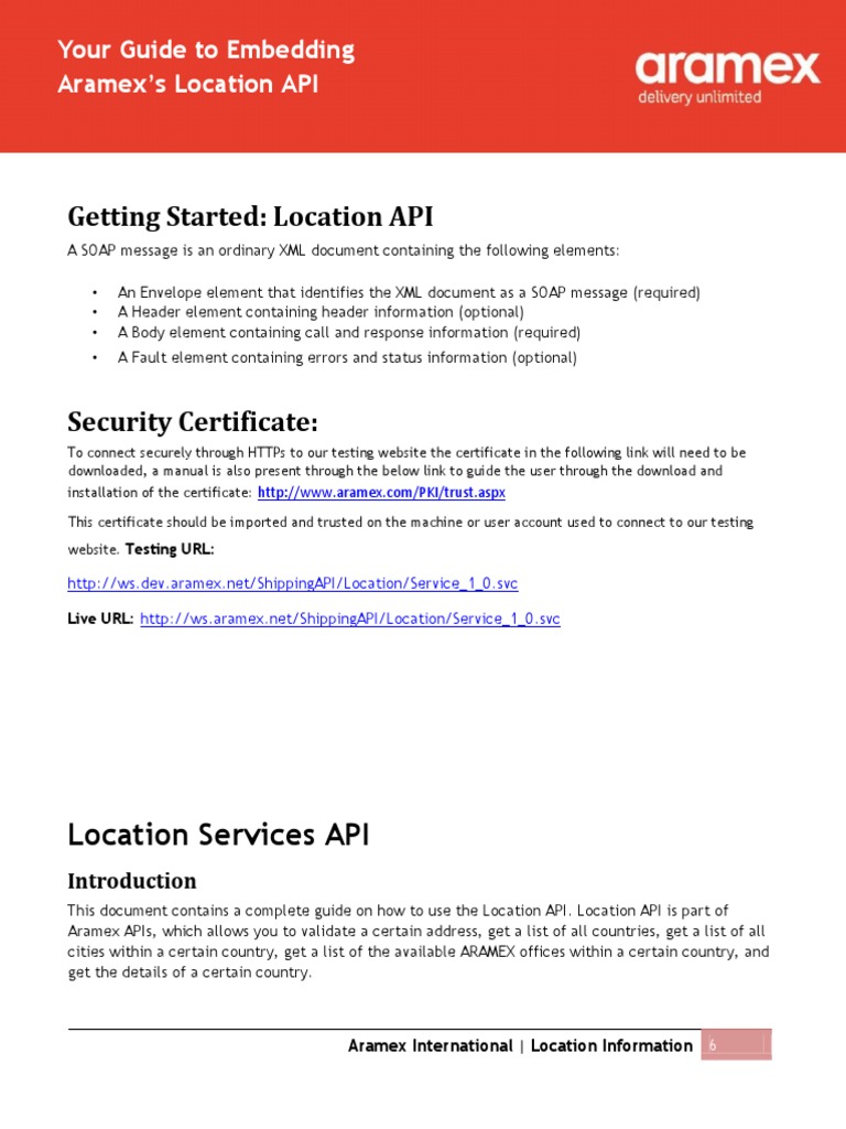 Aramex Location API Guide | PDF | Business