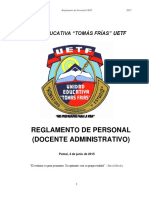 Reglamento de Personal de La Unidad Educativa Tomás Frías. Actualizado 2015