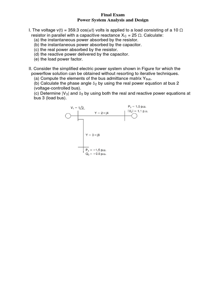 Power System Analysis Final Exam | PDF