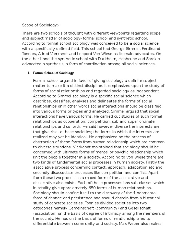 Scope Of Sociology PDF Sociology Institution