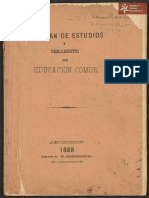 Ley, Plan de Estudios y Reglamentos de Educación Común, Asunción Año 1888 Imp. El Independiente