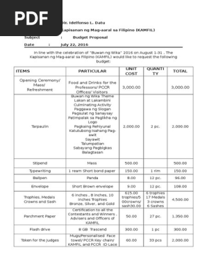Budget Proposal