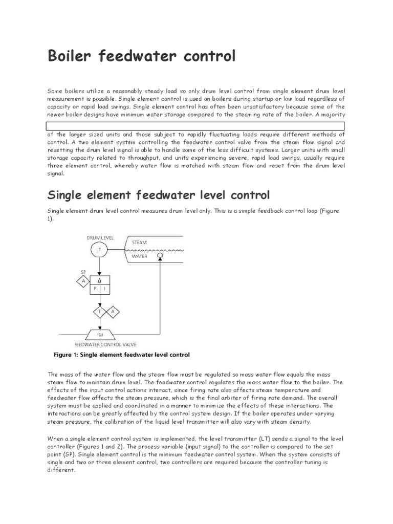 Boiler Feedwater Control PDF Control System Boiler