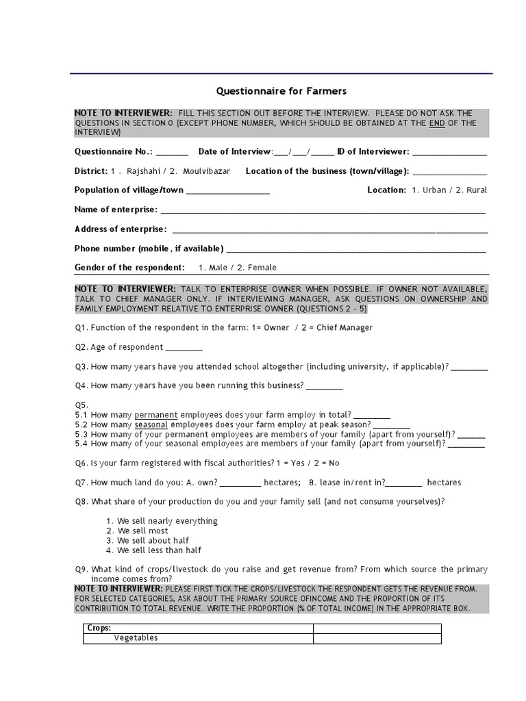 Finance Questionnaire BANGLADESHFarmers | PDF | Loans | Credit (Finance)