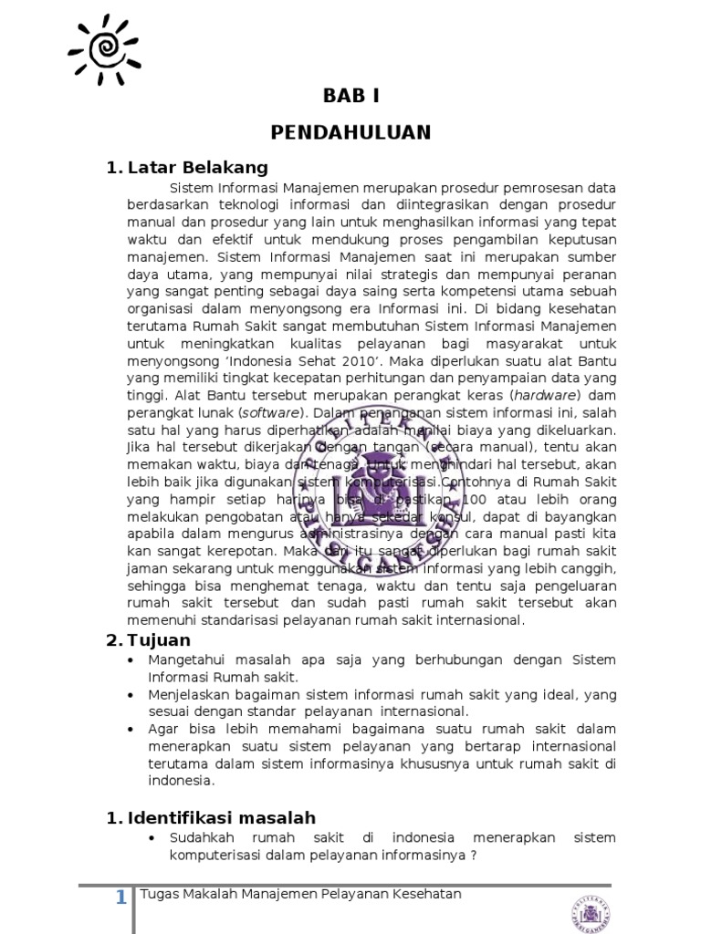 Contoh Makalah Masalah Di Rumah Sakit