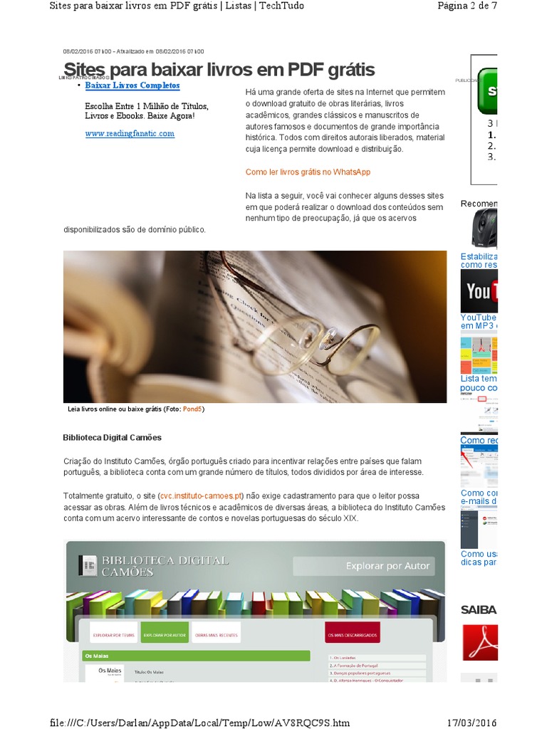 Sites para Download Grátis de Livros PDF | PDF | Livros | Bibliotecas