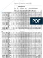 National Institute of Technology, Durgapur India: Result Tabulation Sheet