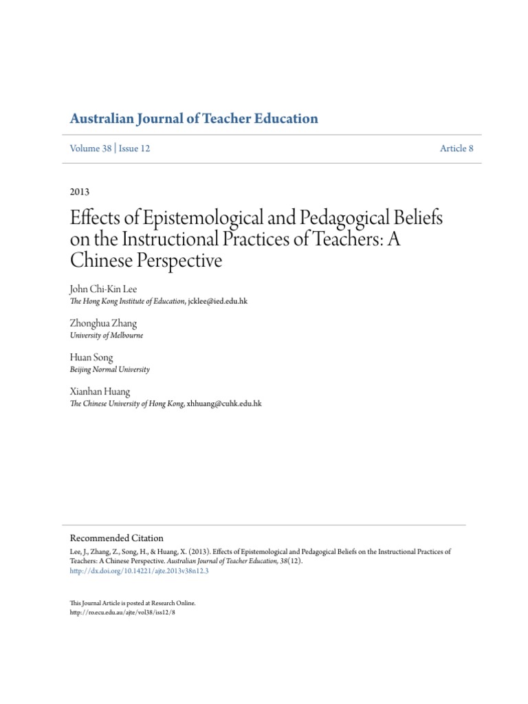 E$ects of Epistemological and Pedagogical Beliefs On The Instructional ...