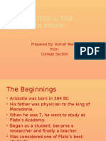 Aristotle & The Golden Mean: Prepared By: Ashraf Warsi From College Section