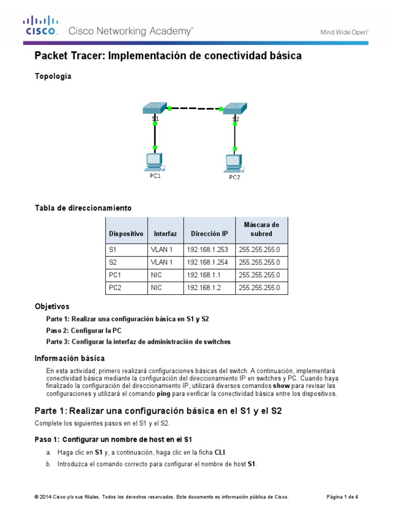 Packet Tracer Implementacion | PDF | Dirección IP | Conmutador de red