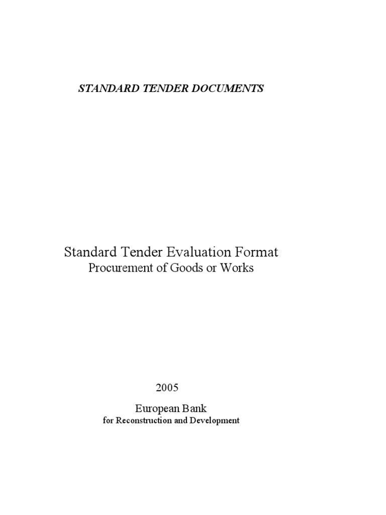 Standard Tender Evaluation Format | PDF | Evaluation | Banks