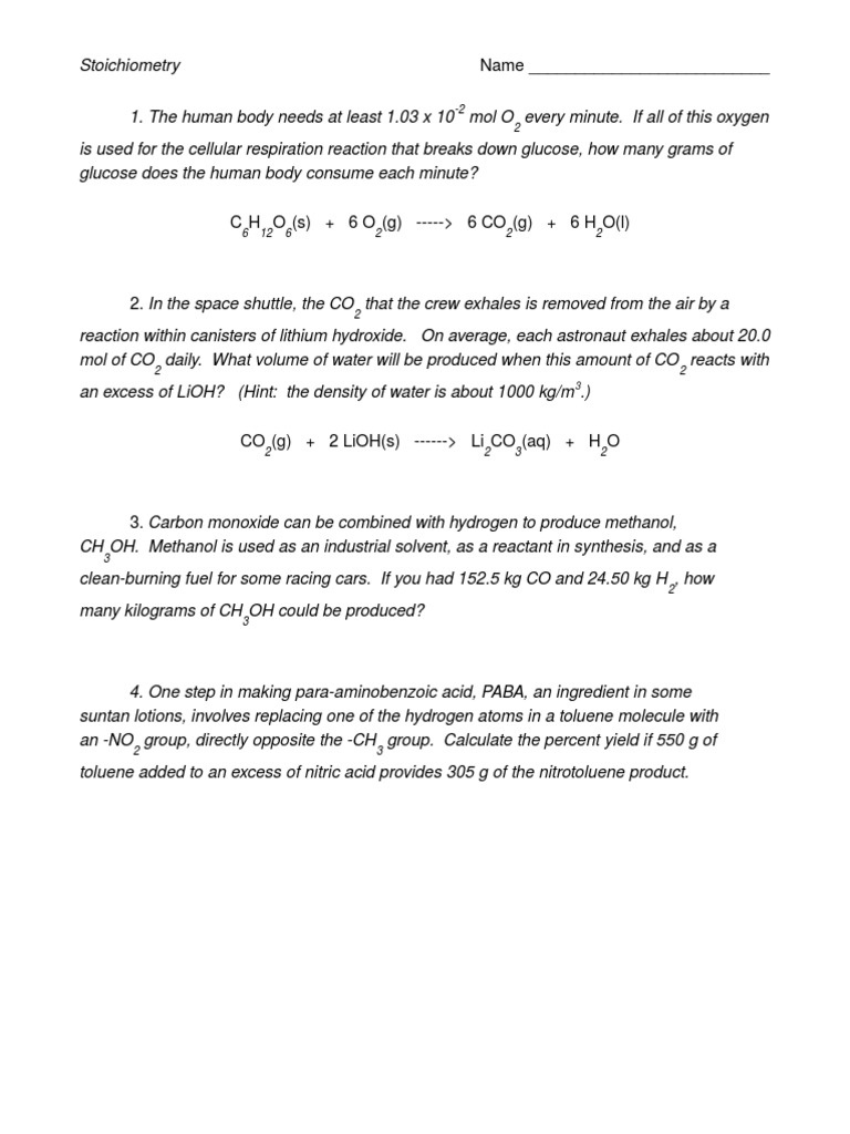 Stoichiometry Word Problems Explained | PDF | Science & Mathematics