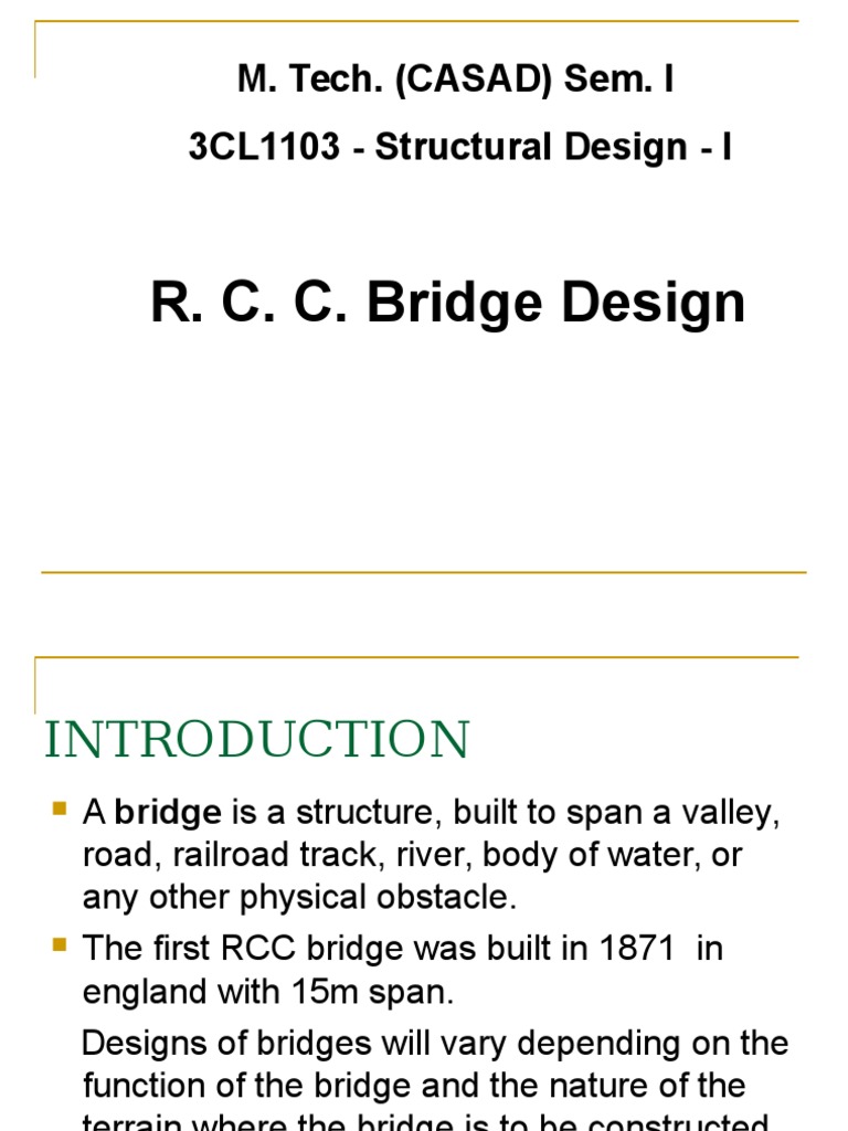 RCC Bridge Design Overview | PDF | Bending | Beam (Structure)