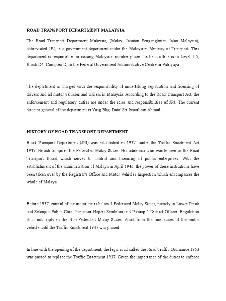 Jpj Malaysia Road Transport