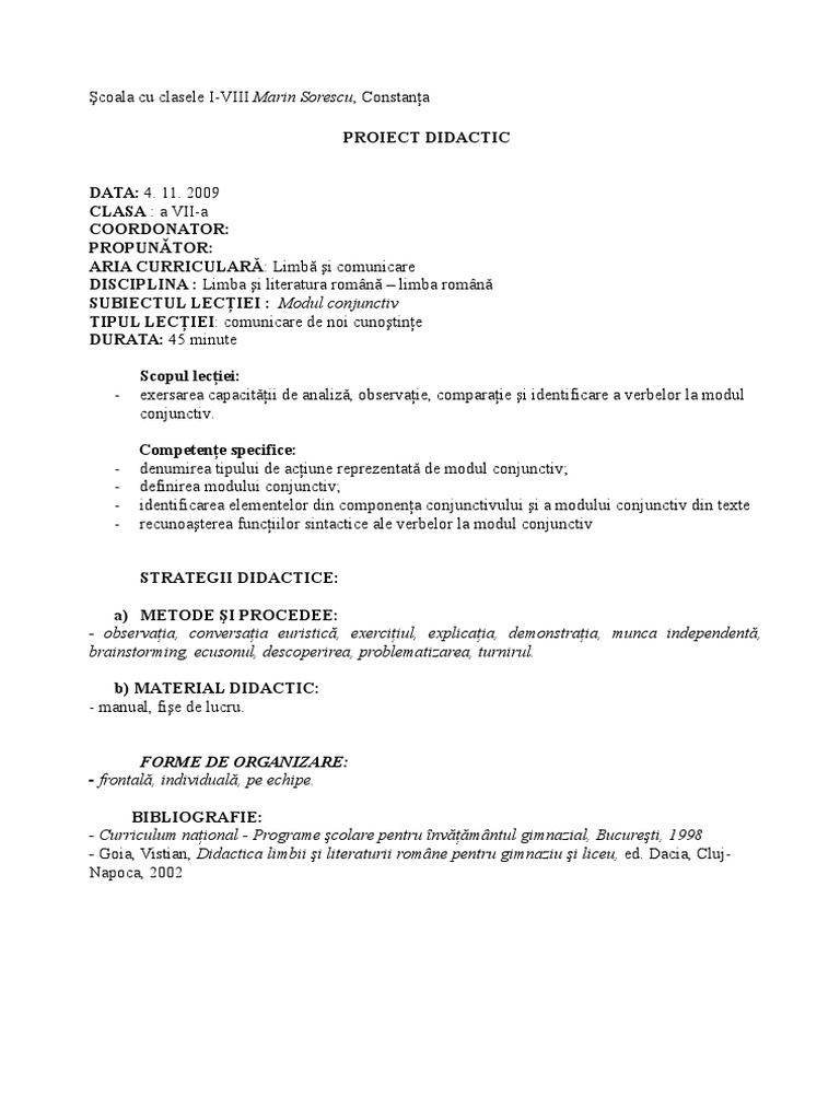 Modul Conjunctiv Cl7 | PDF