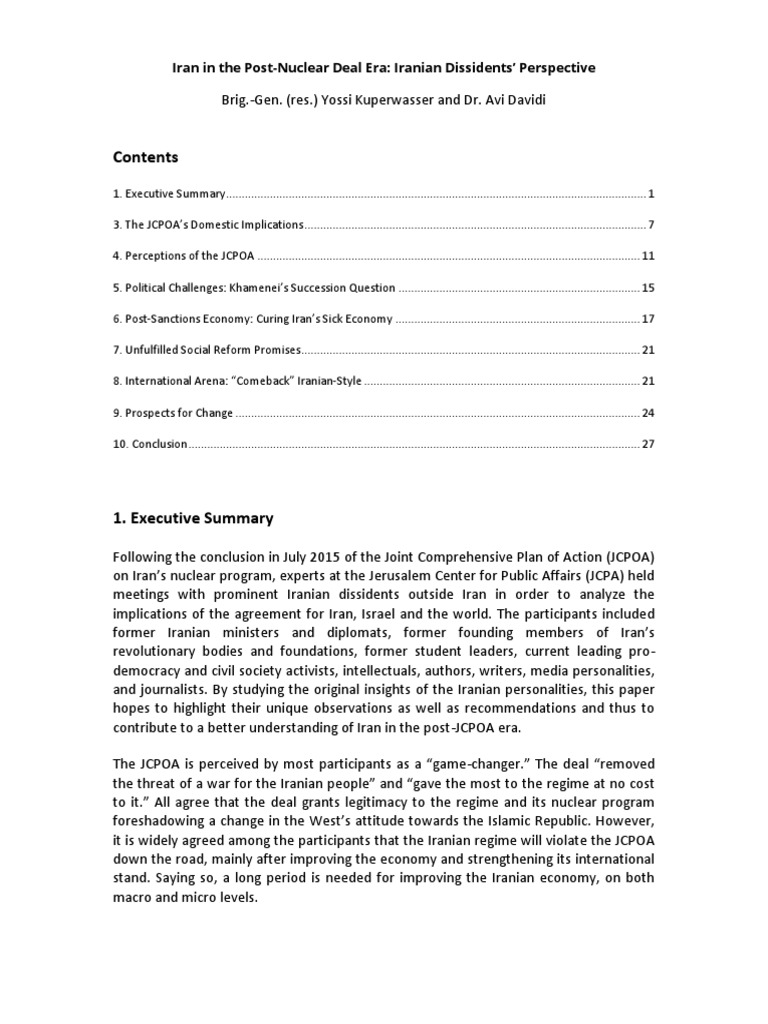 Iran in the Post-Nuclear Deal Era: Iranian Dissidents ...