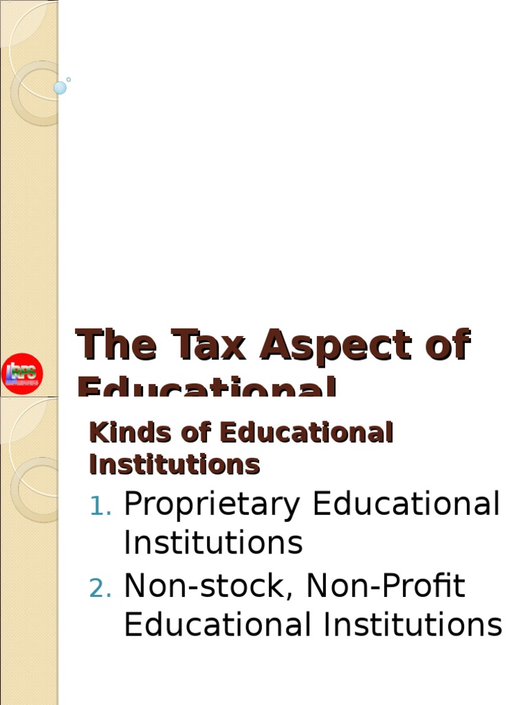 Tax Aspect for Educational Institutions.ppt Tax Deduction