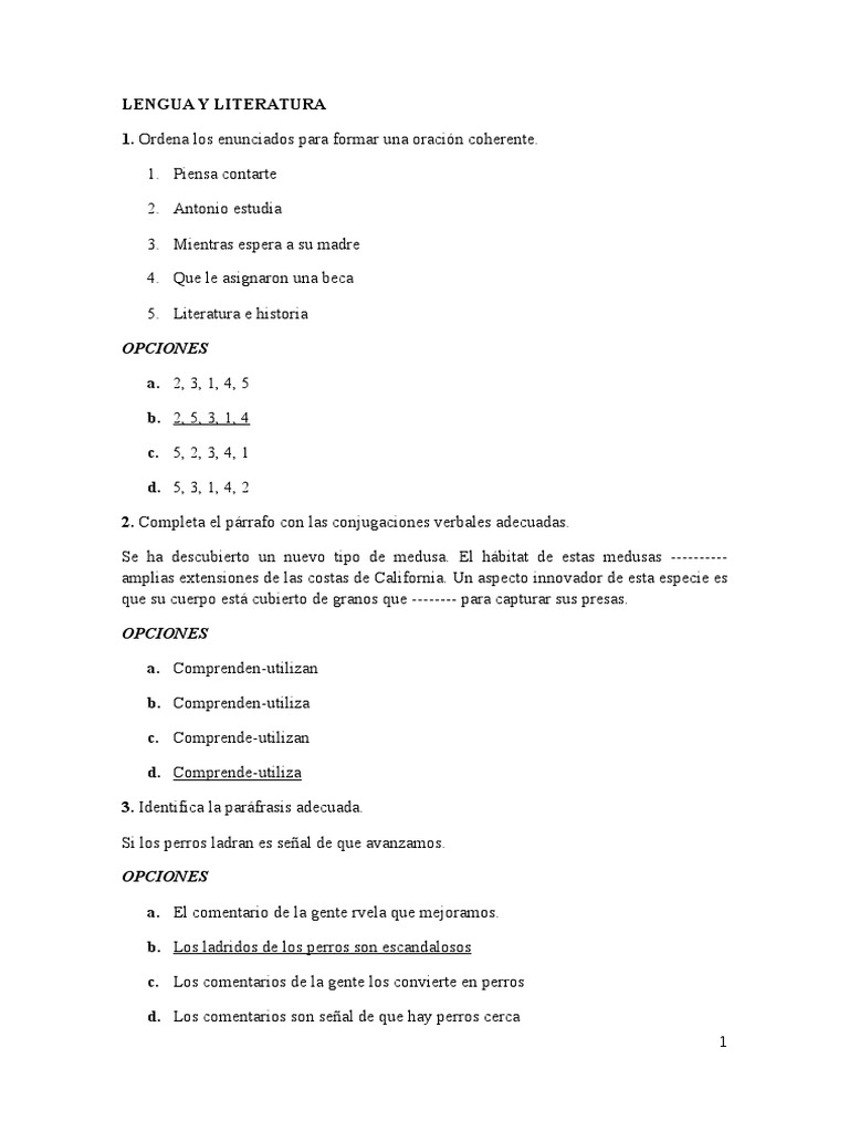 Ejercicios de Lengua y Literatura | PDF | Migración humana | Dióxido de ...