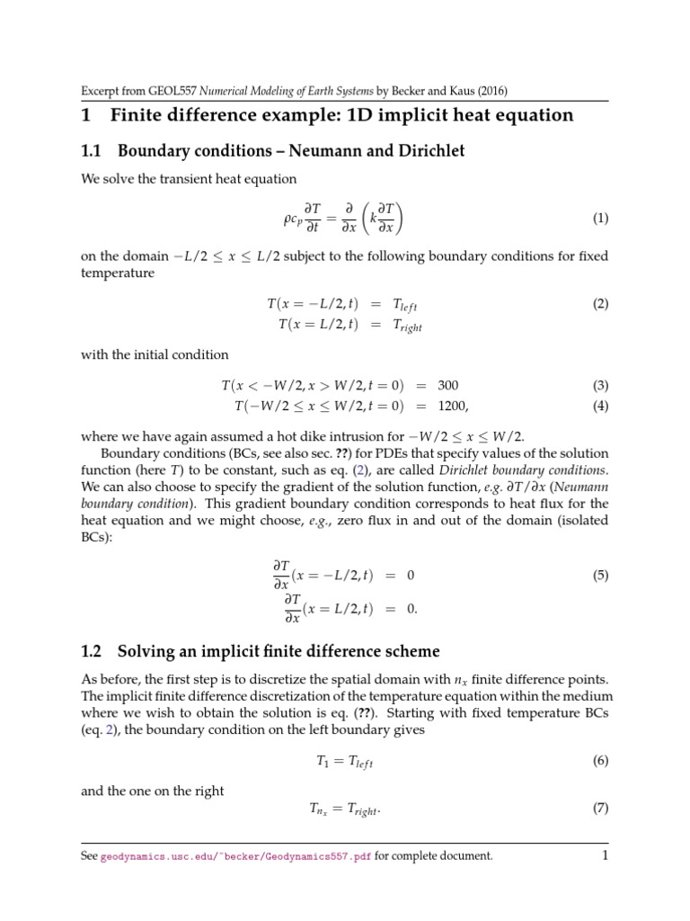 Implicit Finite Difference Heat Equation | PDF | Matrix (Mathematics ...