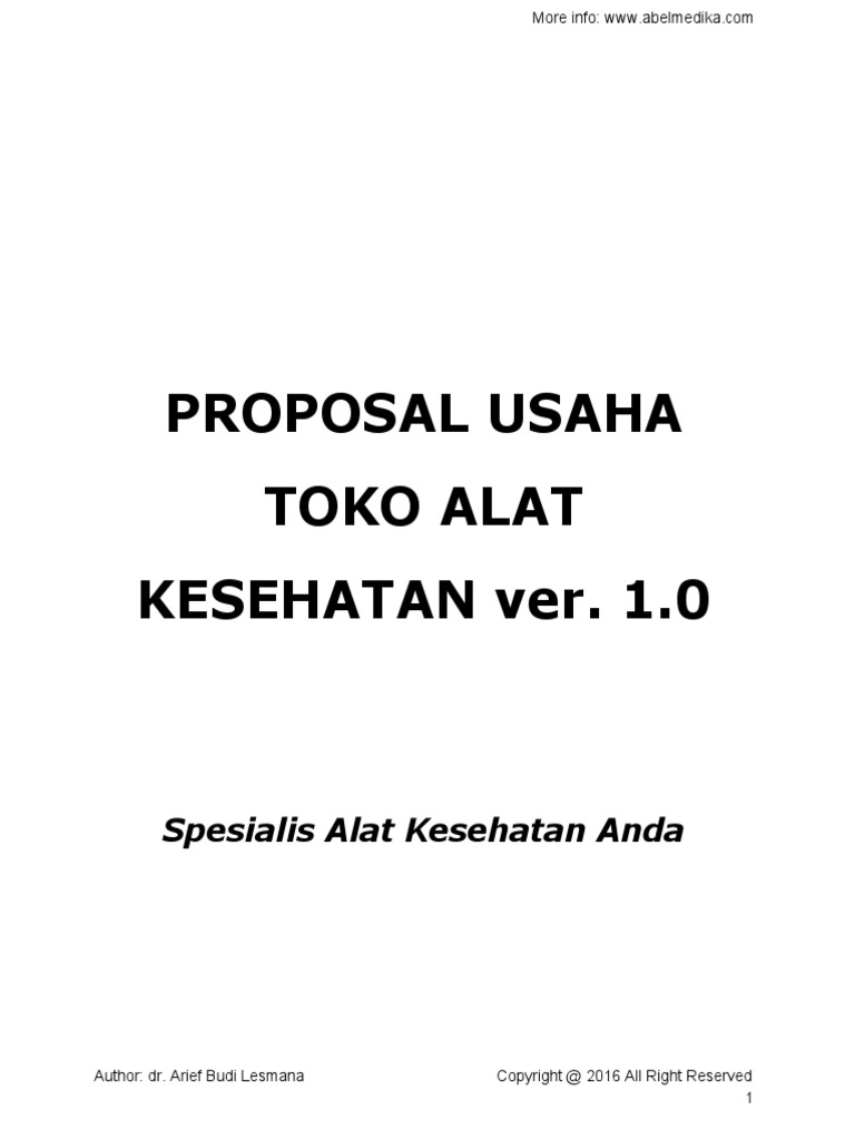 Proposal Usaha Toko Alat Kesehatan