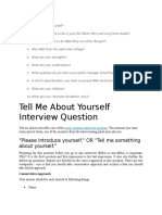 Tell Me About Yourself Interview Question