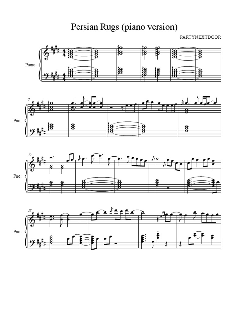 PARTYNEXTDOOR Persian Rugs (Piano Version) PDF