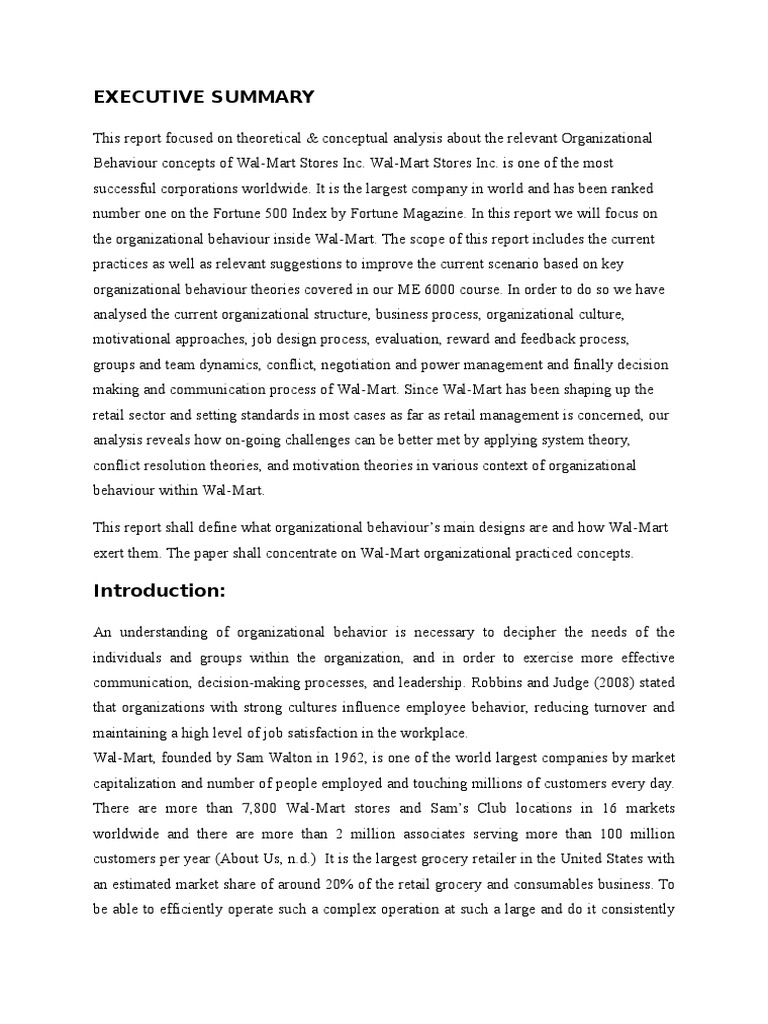 WALMART Organizational Behavior - Docx R | PDF | Walmart