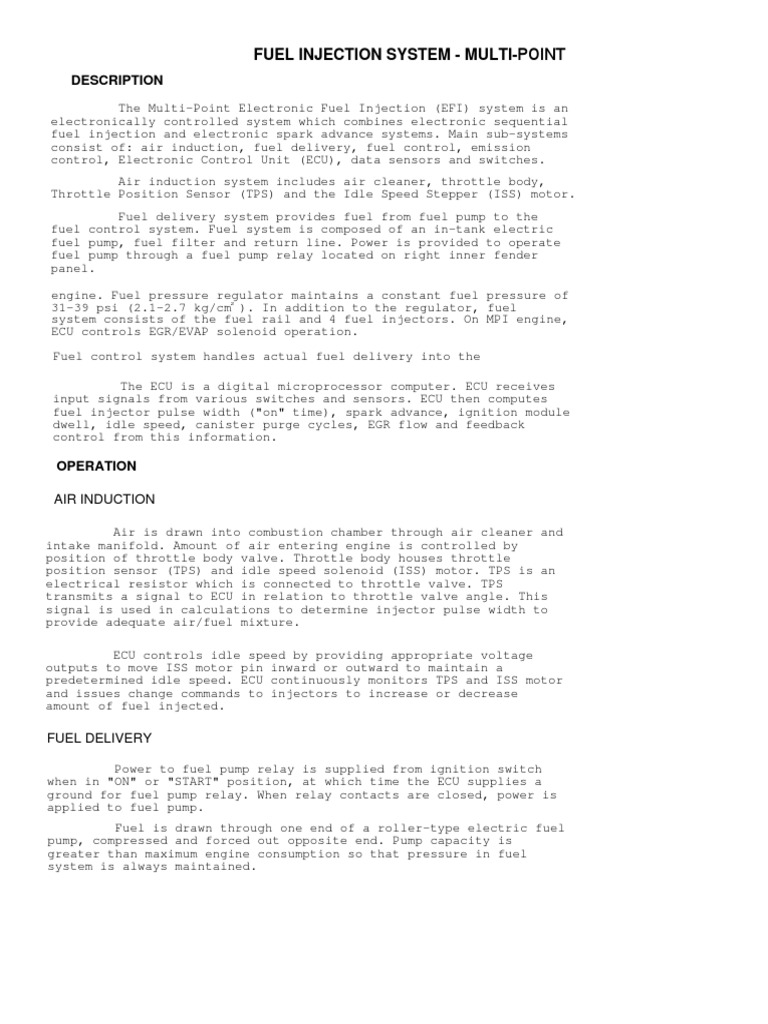 Fuel Injection System Multipoint PDF | PDF | Fuel Injection | Throttle