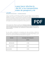 Porcentajes Para Hacer Efectiva La Devolución Del ISC a Los Transportistas Interprovinciales de Pasajeros y de Carga