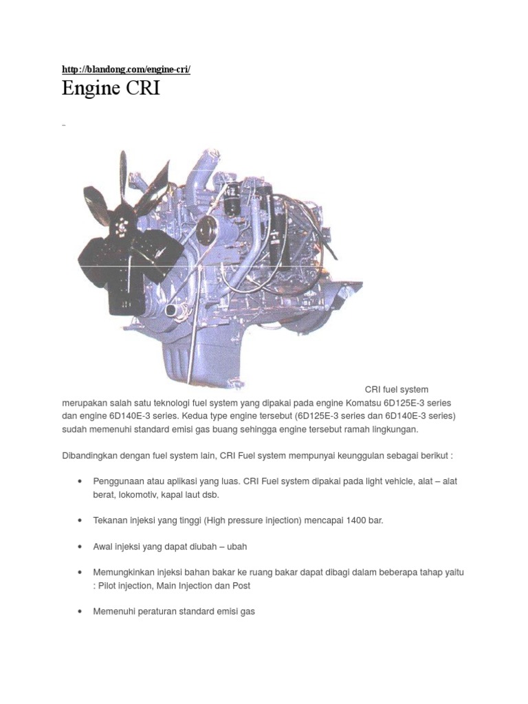 Sistem Bahan Bakar CRI pada Engine Komatsu | PDF | Komputer