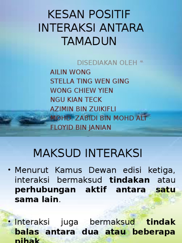 Kesan Positif Interaksi Antara Tamadun 2 Print Pdf