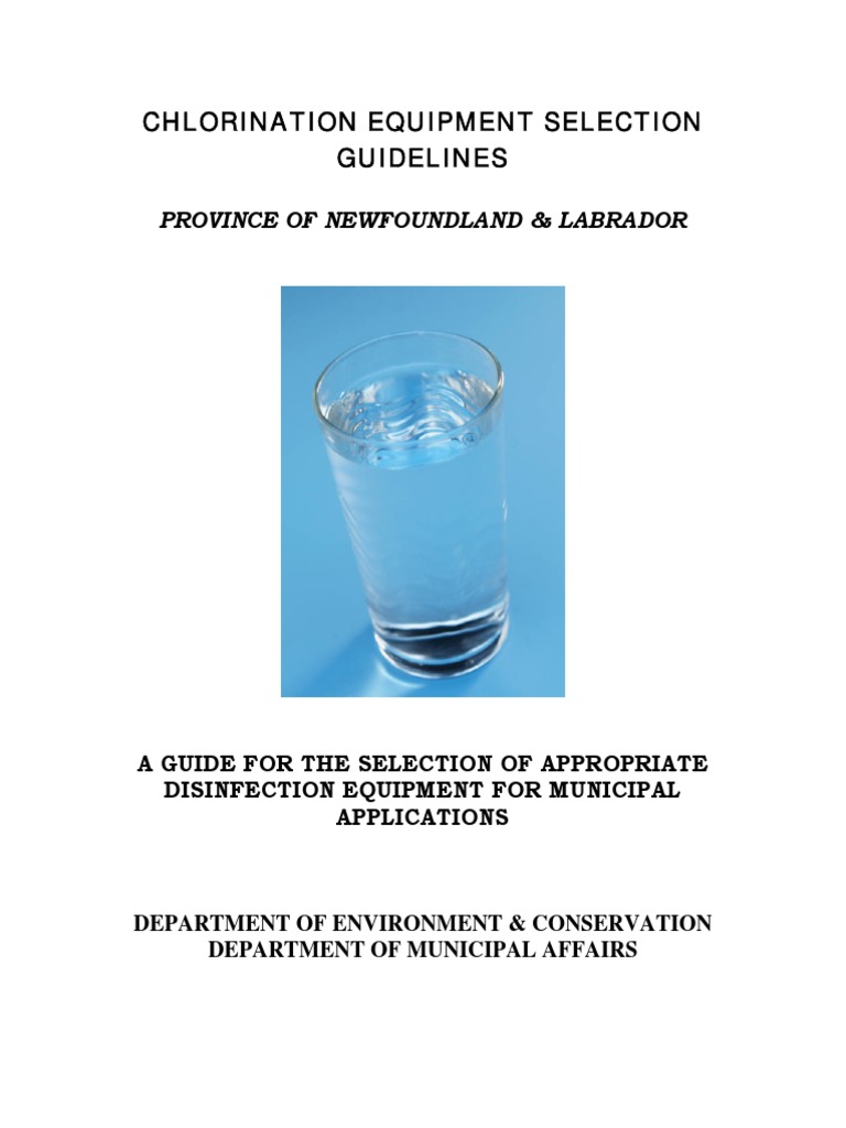Chlorination Equipment Selection Guidelines PDF Chlorine Disinfectant