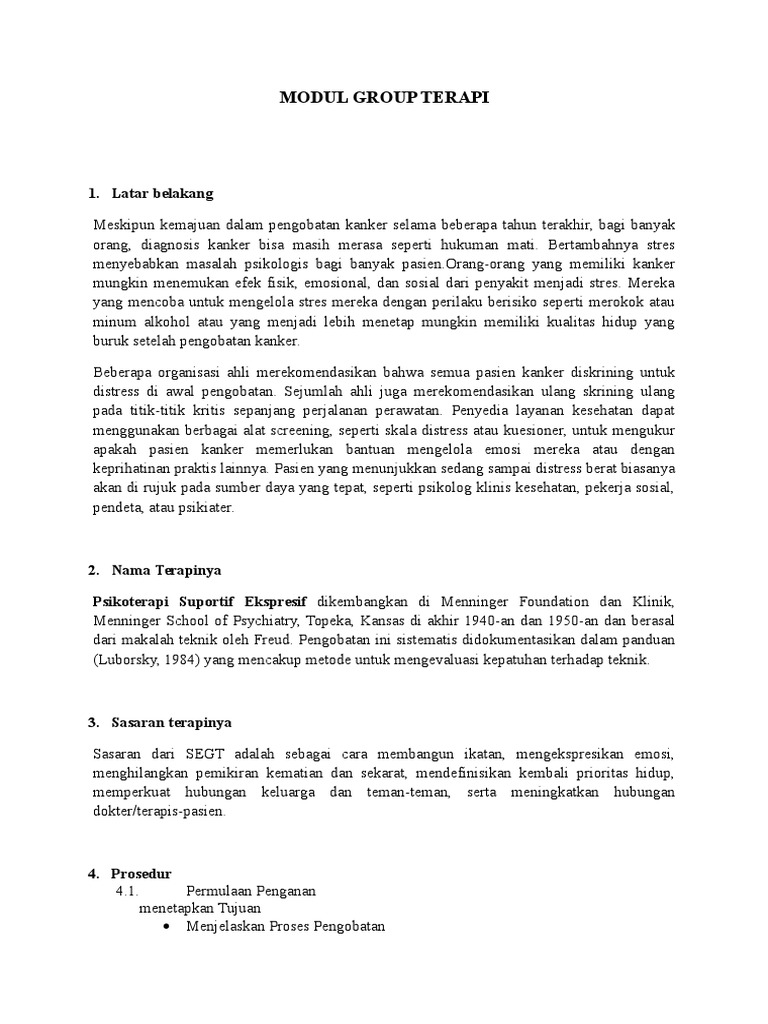 Modul Suportif - Expresif Group Terapi | PDF