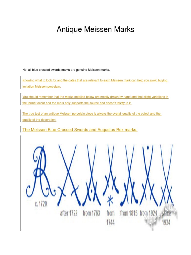 Antique Meissen Marks Porcelain Cookware And Bakeware