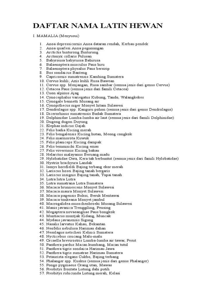 NAMA LATIN HEWAN DAN TUMBUHAN.doc