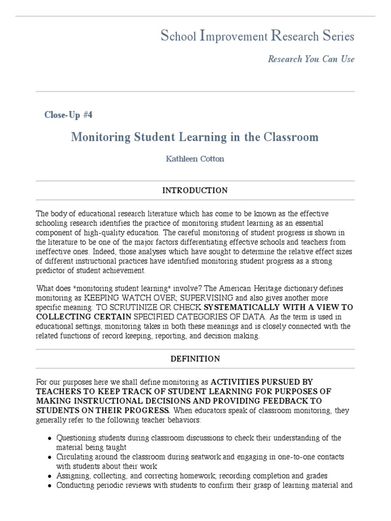 Monitoring Student Learning | PDF | Homework | Educational Assessment