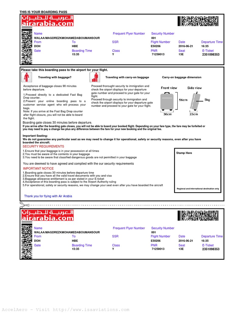 View Boarding Card Baggage Airport