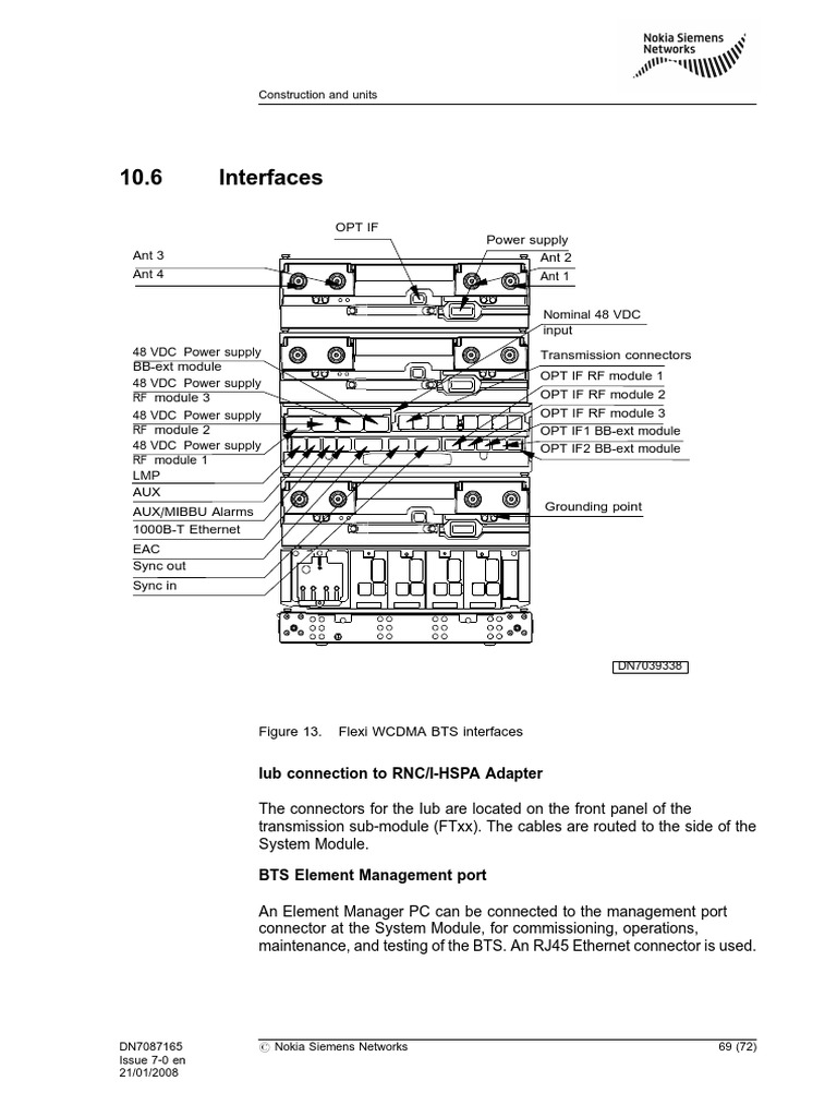 Flexi WCDMA BTS Interface Overview | PDF | Computer Hardware ...